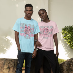 T-shirt Boule Disco Rose Argent Nouvel An 2025