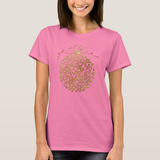 T-shirt Boule d'ornement de Noël Joyeux d'or (Devant)