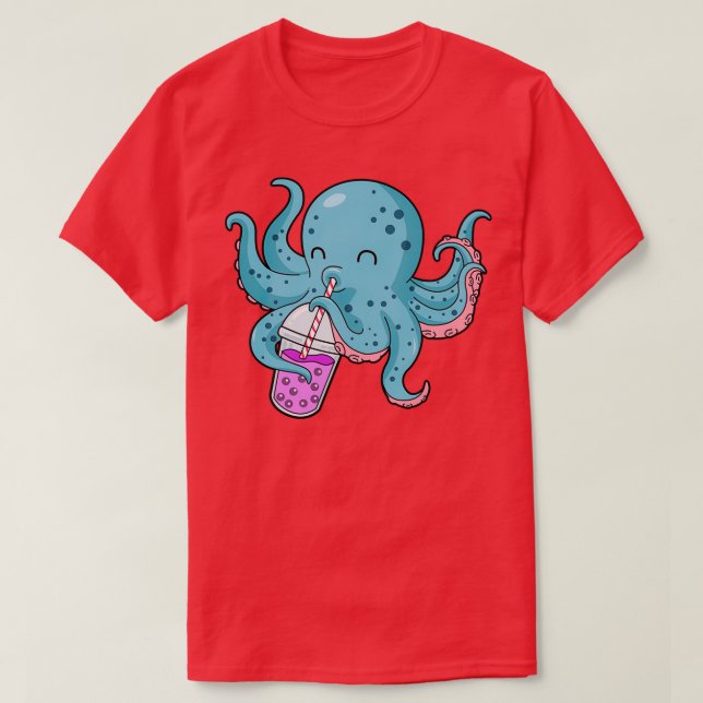 T-shirt Boule Thé Cadeau Enfants Octopus Boba Thé Buble Th (Design devant)
