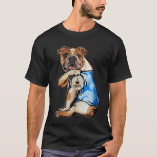 T-shirt Bouledogue anglais J'aime maman tatoué Chien Maman