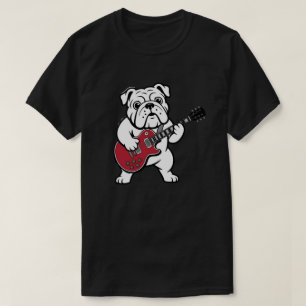 T-shirt Bouledogue anglais jouant de la guitare électrique