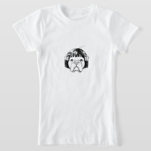 T-Shirt Bouledogue avec une perruque (Style 8) Beaux-Arts