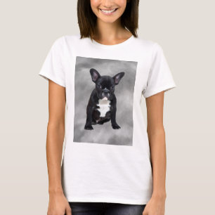 T-shirt Bouledogue Français Assis Peinture à l'huile Aquar