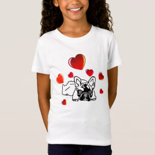 T-Shirt Bouledogue français avec cœur French Bulldog