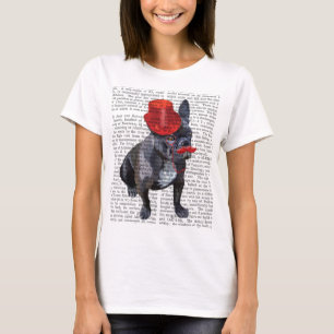 T-shirt Bouledogue français avec le casquette et la