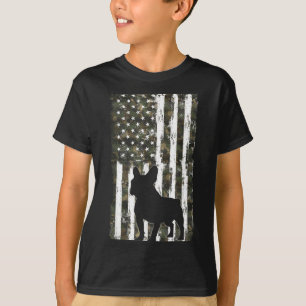 T-shirt Bouledogue français camouflage drapeau américain U