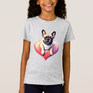 T-Shirt Bouledogue français coeur fête des mères