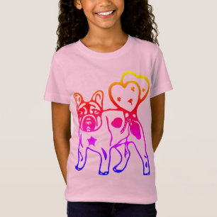 T-Shirt Bouledogue français cœur néon French Bulldog