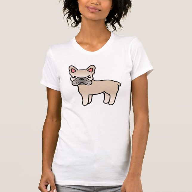 T-shirt Bouledogue français de dessin animé crème (Devant)