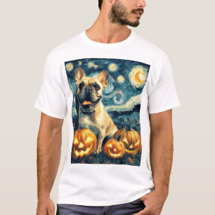 T-shirt Bouledogue français de van gogh nuit étoilée hallo