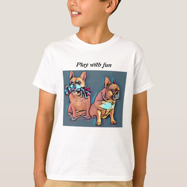 T-shirt Bouledogue français deux amis (Devant)