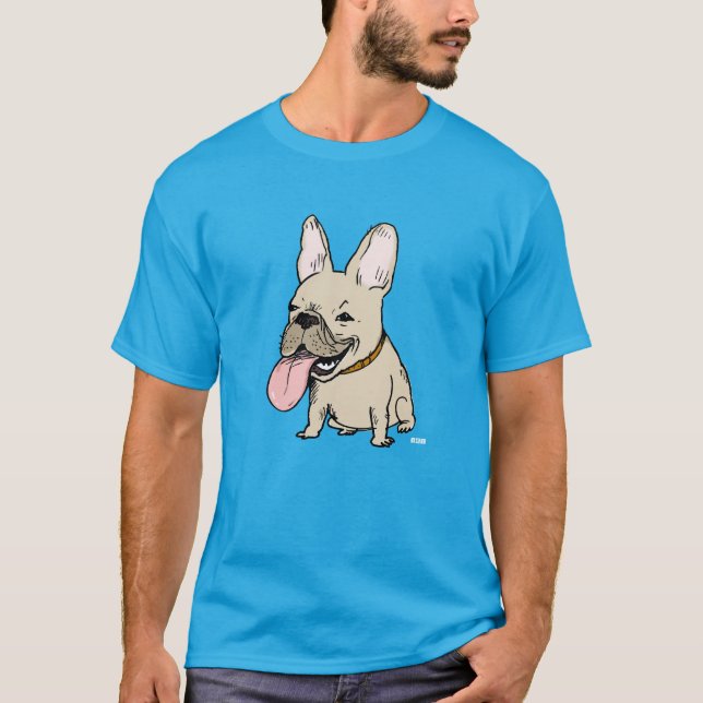T-shirt Bouledogue français drôle avec la langue énorme (Devant)