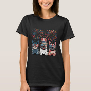 T-shirt Bouledogue Français États-Unis Drapeau Américain F
