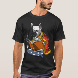 T-shirt Bouledogue français lisant un livre