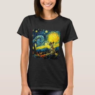 T-shirt Bouledogue français nuit étoilée Van Gogh maman de