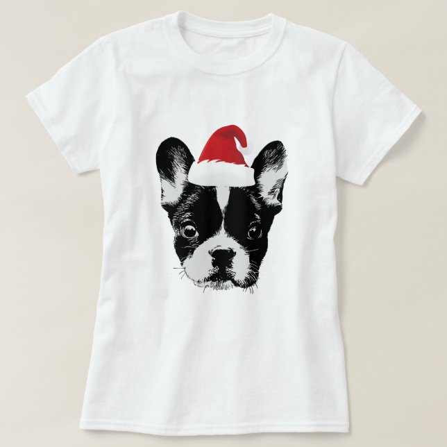 T-shirt Bouledogue français Père Noël Frenchie de Noël (Design devant)
