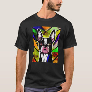 T-shirt Bouledogue Français - Pop Art Vitrail Coloré Pr