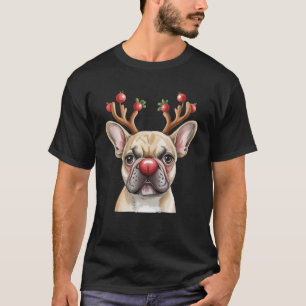 T-shirt Bouledogue français Renne Amoureux des chiens Noël