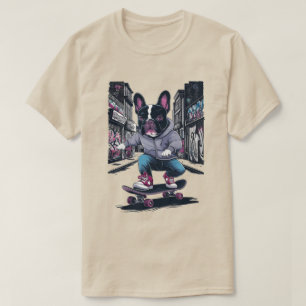 T-shirt Bouledogue français sur un skateboard