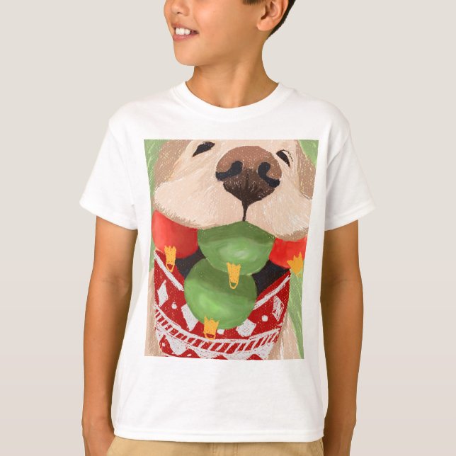 T-shirt Boules de Noël Golden Retriever Hilarié (Devant)