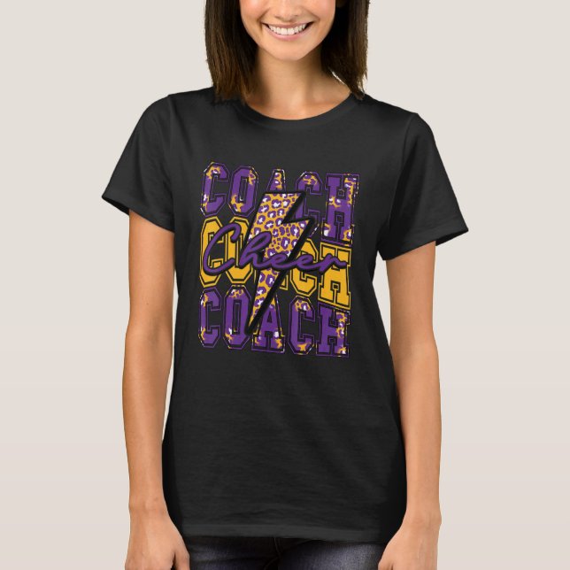 T-shirt Boulon de foudre Cheer Coach Cheer Leopard Purple  (Devant)