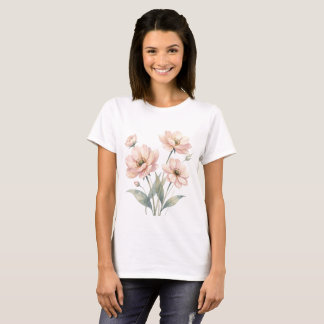 T-shirt Bouquet d'art à l'aquarelle de fleurs roses tendre