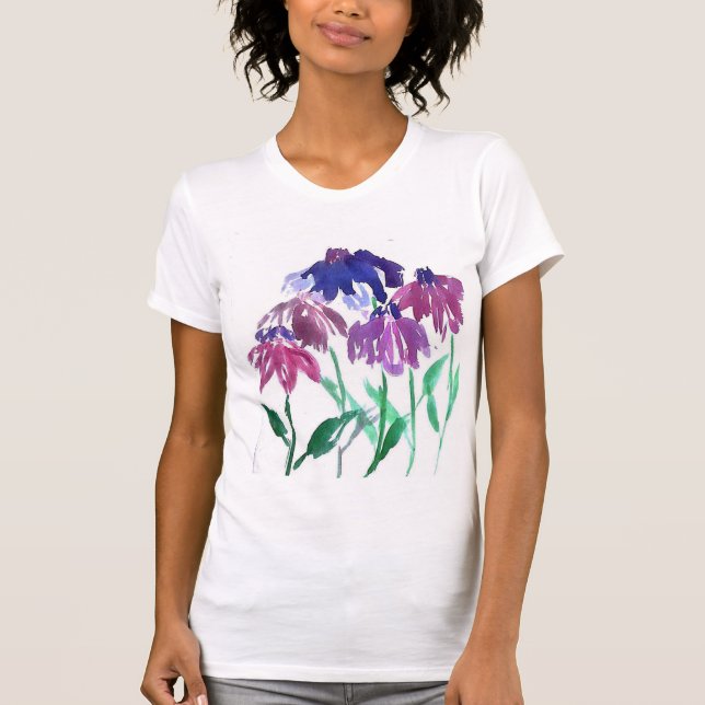 T-shirt bouquet de Bourgogne de fleur d'aquarelle (Devant)