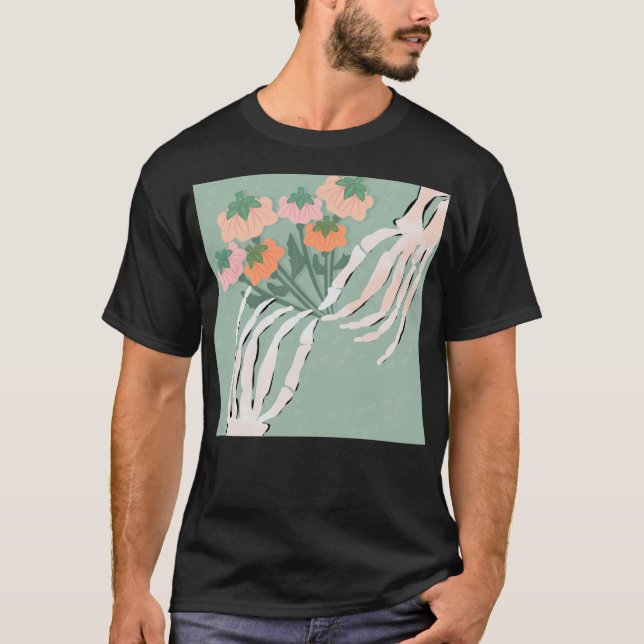 T-shirt Bouquet de citrouilles squelettes Halloween      (Devant)