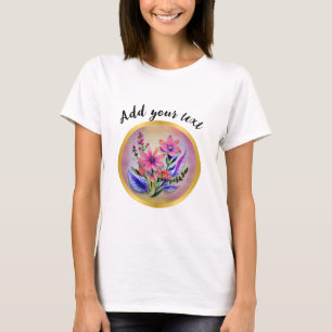 T-shirt Bouquet de fleurs à l'aquarelle, fond coloré   