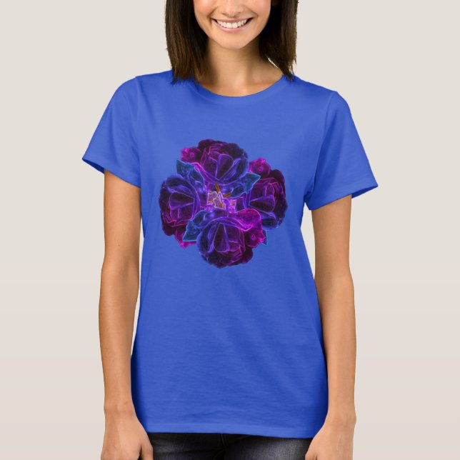 T-shirt Bouquet de fleurs Roses violettes Art Abstrait (Devant)