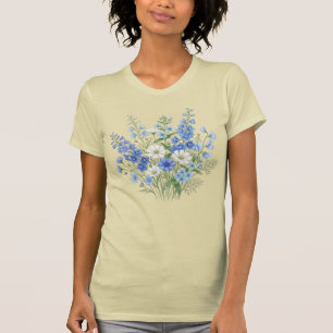 T-shirt Bouquet de fleurs sauvages bleues Illustration bot