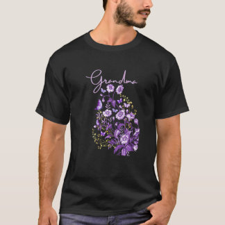 T-shirt Bouquet de fleurs violettes grand-mère pour femmes