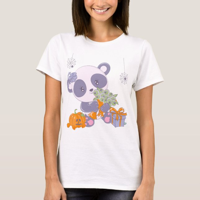 T-shirt Bouquet de Panda d'Halloween mignonne aux yeux Mug (Devant)
