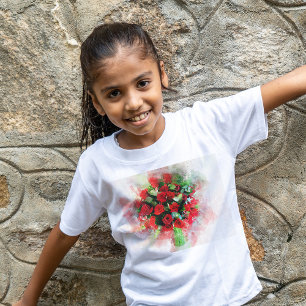 T-shirt Bouquet de roses rouges aquarelle sur fond blanc