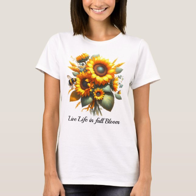 T-shirt Bouquet de tournesol jaune Floral (Devant)