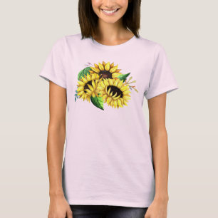 T-shirt Bouquet de tournesols jaunes à l'aquarelle