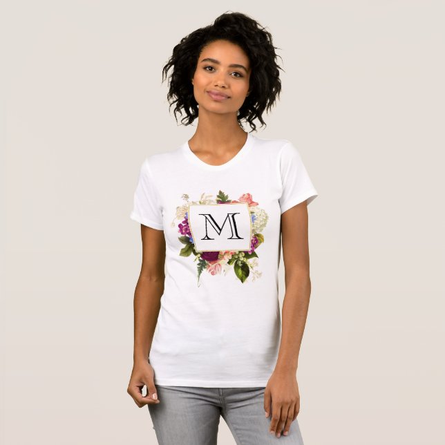 T-shirt Bouquet floral rose et blanc moderne (Devant entier)