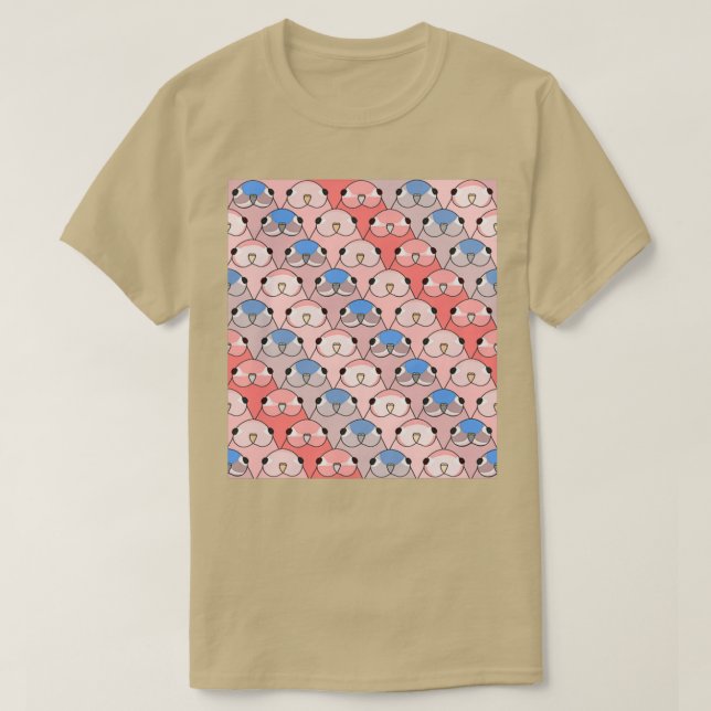 T-shirt Bourke Parakeet pattern many birbs (Design devant)