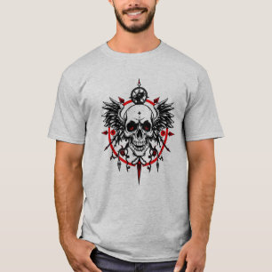 T-Shirt Boussole Crâne – Ailes Gothiques & Horreur