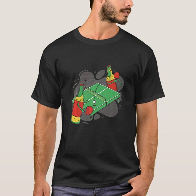 T-shirt Bouteille De Bière Avec Table Tennis Bat Bière Jou (Devant)