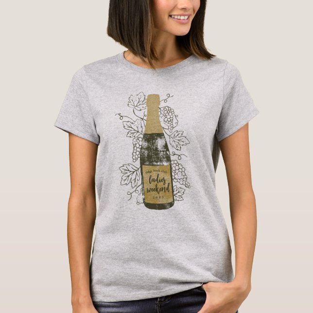 T-shirt Bouteille de vin et raisins personnalisés (Devant)