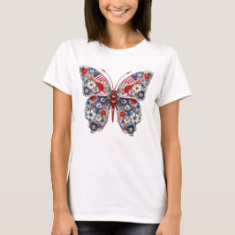 T-SHIRT BOUTEILLE ET FLEURS BLEU BLANC ROUGE PATRIOTIQUE