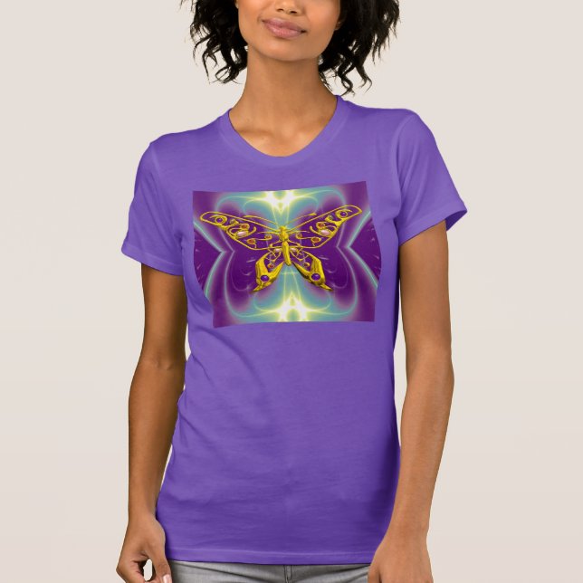 T-shirt BOUTEILLE HYPER, Vagues Fractées vert pourpre (Devant)
