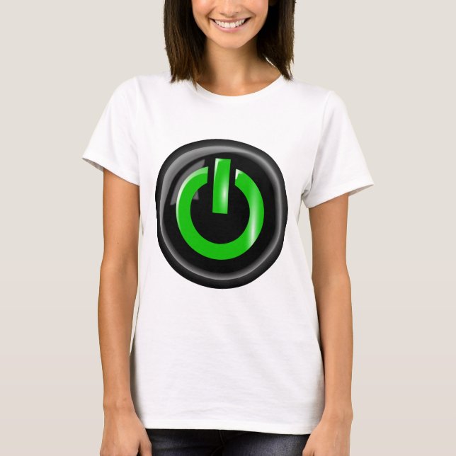 T-shirt Bouton d'alimentation noir " Vert sur " (Devant)