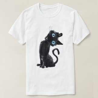 T-shirt Bouton de chat noir mignonne yeux mème esthétique