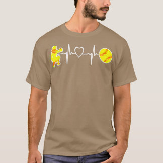T-shirt Bouton de coeur de Softball Catcher