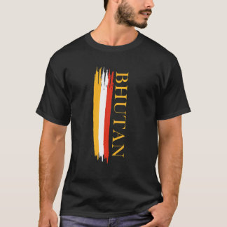 T-shirt Bouton de couleur du drapeau du Bhoutan