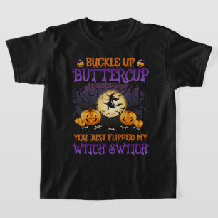 T-shirt Bouton d'interrupteur de sorcière d'Halloween vers
