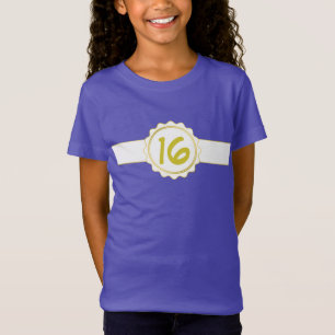 T-Shirt Bouton Étiquette Bannière - Cercle OR BLANC 6 + no