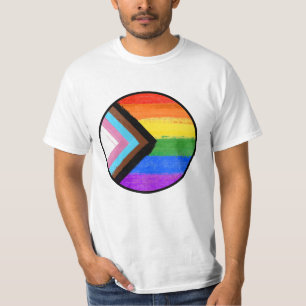 T-shirt Bouton Peint aux Bandes de la Fierté Progressiste